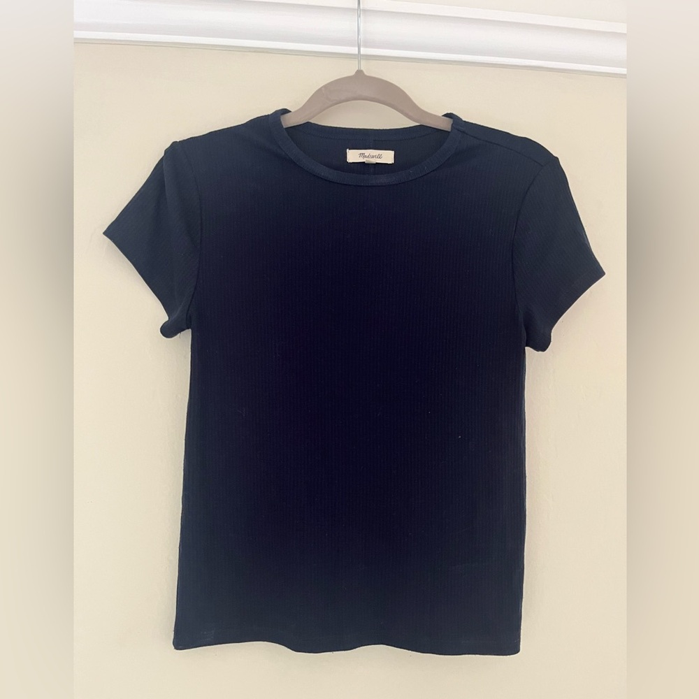 Ribbed Crewneck T Shirt